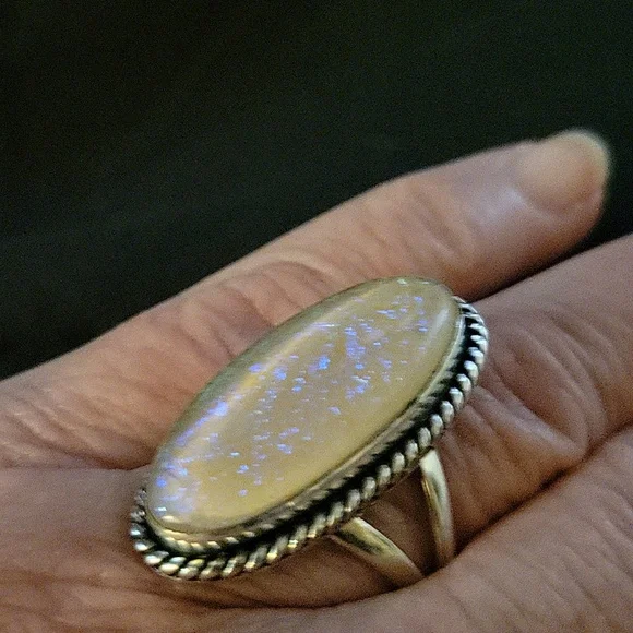 Pink Australian Opal and Sterling Silver Ring - Picture 7 of 10